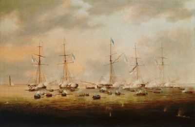 British and American Gunboats in Action on Lake Borgne by Thomas L. Hornbrook
