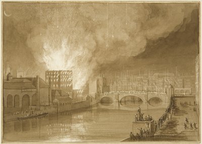 Fire at the Old Sugar House, Tucker Street by Thomas Leeson the Elder Rowbotham