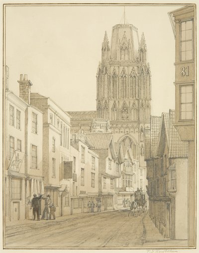 North view of St Mary Redcliffe Church seen from Redcliffe Street by Thomas Leeson the Elder Rowbotham