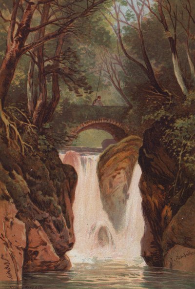The English Lakes, Rydal Falls by Thomas Leeson the Elder Rowbotham