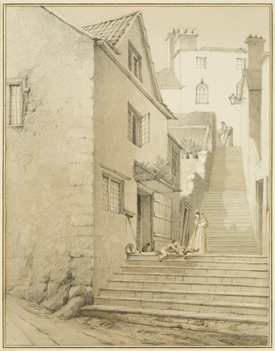 The steps connecting Griffin Lane and Church Lane by Thomas Leeson the Elder Rowbotham