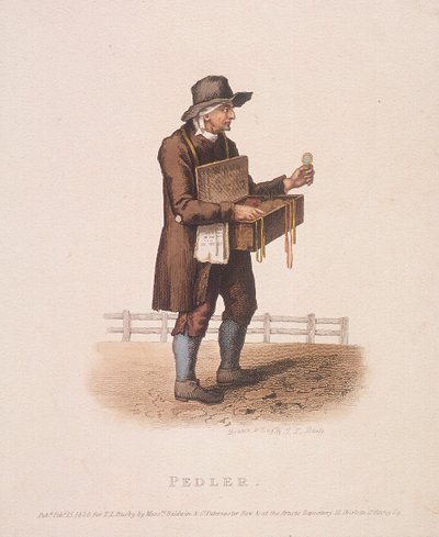Pedlar with His Box of Wares Hung Around His Neck, 1820 by Thomas Lord Busby