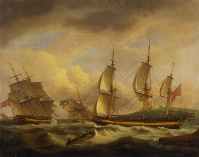 A Merchant Ship in two Positions by an Estuary off the South West Coast by Thomas Luny