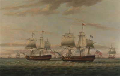 An Indiaman and a Two Decker Hove to, Said to be Thomas Dumar, Esq. in H.M. Ship 