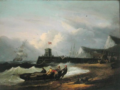 Hauling a Boat Ashore off Dover Harbour by Thomas Luny