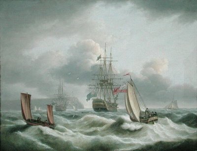 Two Deckers Lying off Berry Head by Thomas Luny