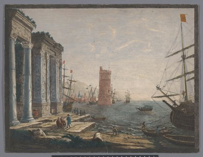 View of a Harbor with Ships and Boats on the Water by Thomas Major