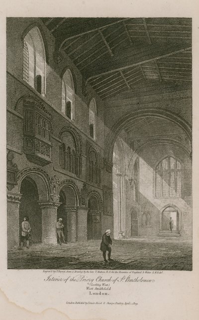 Interior of Church of St Bartholomew the Great by Thomas Malton