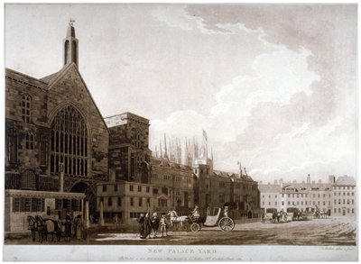 New Palace Yard and the entrance to Westminster Hall, London by Thomas Malton II