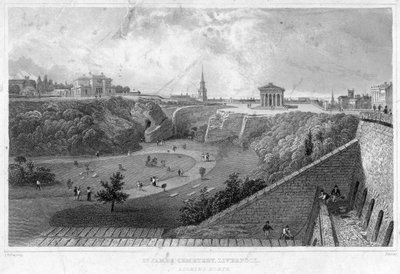 St James Cemetery, Liverpool, looking north, 19th century by Thomas Mann Baynes