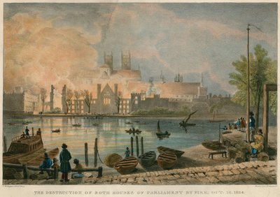The Destruction by Fire of the Houses of Parliament by Fire on 16 October 1834 by Thomas Mann Baynes