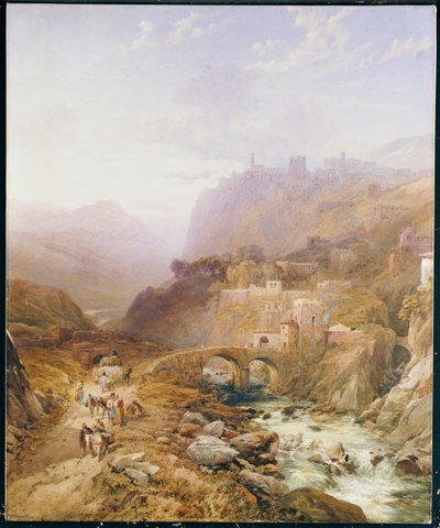 Figures on the Road Below Fort Leon, Sicily by Thomas Miles Richardson