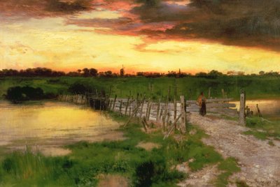 The Old Bridge Over Hook Pond by Thomas Moran