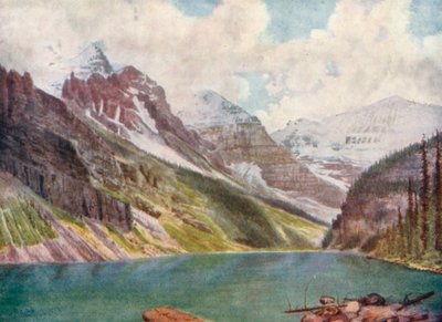 Mounts Aberdeen, Lefroy, and Victoria, on Lake Louise by Thomas Mower Martin