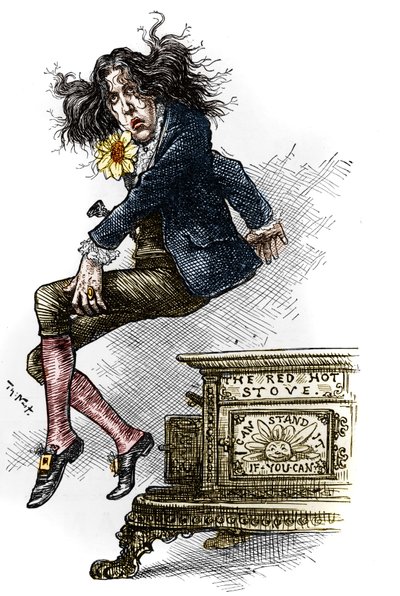 Cartoon of Oscar Wilde (1854-1900), dressed as a dandy, made during his trip to the United States in 1882. Drawing by Thomas Nast in 