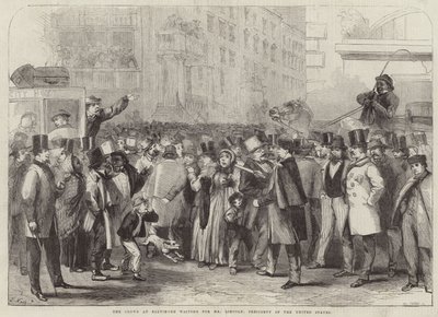 The crowd at Baltimore waiting for Mr Lincoln by Thomas Nast