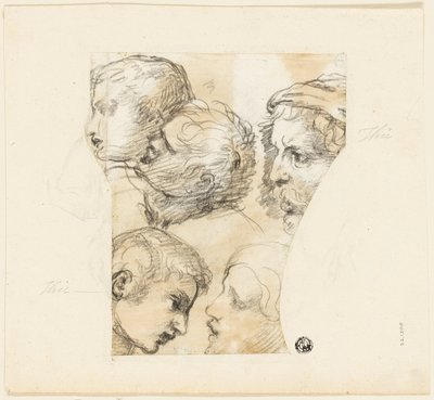 Sketches of Male Heads; Two Old Women by Thomas Patch