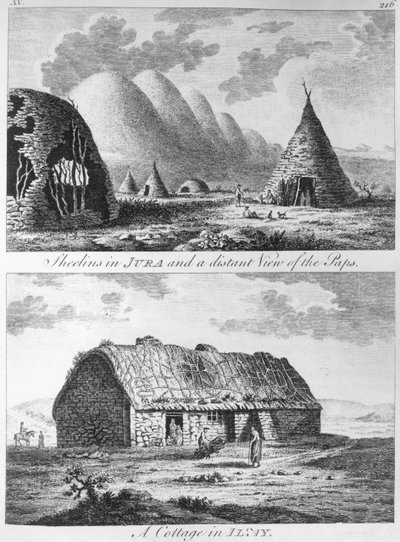 Sheelins in Jura and a Distant View of the Paps and A Cottage of Islay, from 