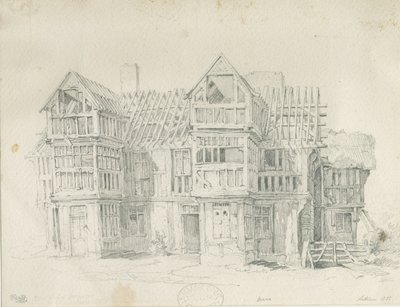 Eccleshall - Biana Hall (pencil drawing), 1835 by Thomas Peploe Wood