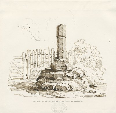 Moreton - Stone Cross Remains at Chatwell by Thomas Peploe Wood