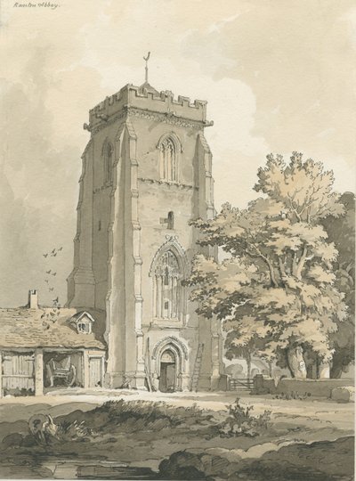 Ranton Abbey [Priory]: pen and wash drawing, nd [?1838] by Thomas Peploe Wood
