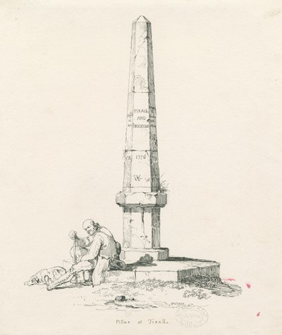 Tixall - Pillar showing Mile Distances by Thomas Peploe Wood