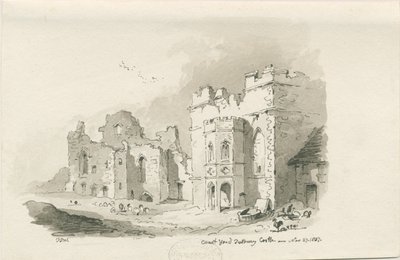 Tutbury Castle - Court Yard: pen and wash drawing, 27 Nov 1837 by Thomas Peploe Wood
