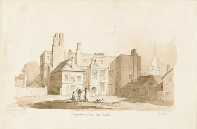 The Old Hall (sepia drawing) by Thomas Peploe Wood