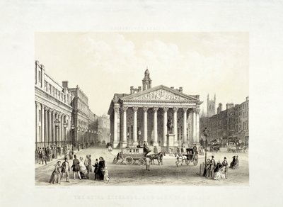 Royal Exchange and the Bank of England on the Left, London by Thomas Picken