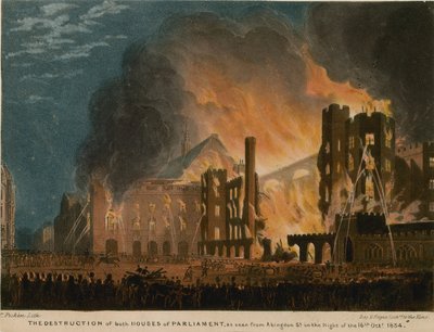 The Destruction of Both Houses of Parliament as Seen from Abingdon Street by Thomas Picken