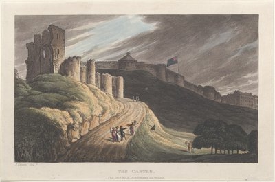 The Castle, from Poetical Sketches of Scarborough, 1813 by Thomas Rowlandson, Joseph Constantine Stadler, J. Bluck