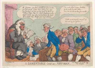 A Lamentable Case of a Jury-Man, March 10, 1815 by Thomas Rowlandson