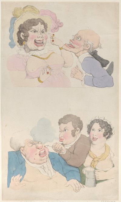 A Man Enticed by a Woman, and Smoking a Customer by Thomas Rowlandson