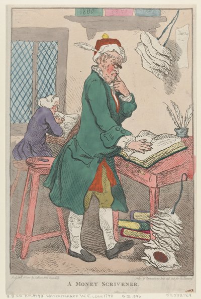 A Money Scrivener by Thomas Rowlandson