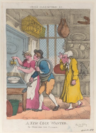 A New Cock Wanted, or Work for the Plumber, April 20, 1810 by Thomas Rowlandson