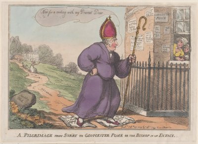 A Pilgrimage from Surry to Gloucester Place or the Bishop in an Extacy by Thomas Rowlandson