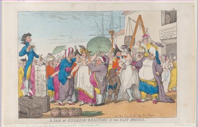 A Sale of English-Beauties in the East Indies, May 10, 1811, reprint by Thomas Rowlandson