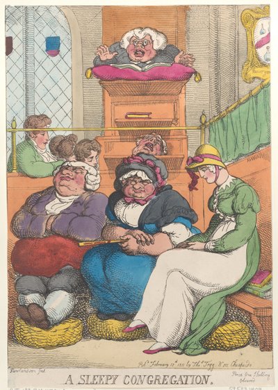 A Sleepy Congregation, February 12, 1811 by Thomas Rowlandson