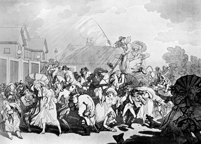 A Sudden Squall in Hyde Park by Thomas Rowlandson