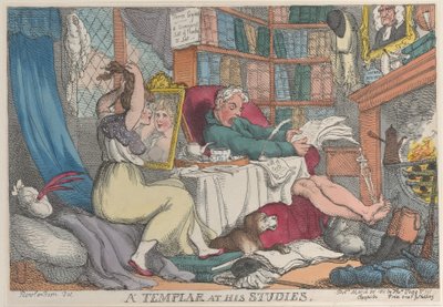 A Templar at His Studies, March 20, 1811 by Thomas Rowlandson