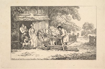 A Travelling Knife-grinder at a Cottage Door by Thomas Rowlandson