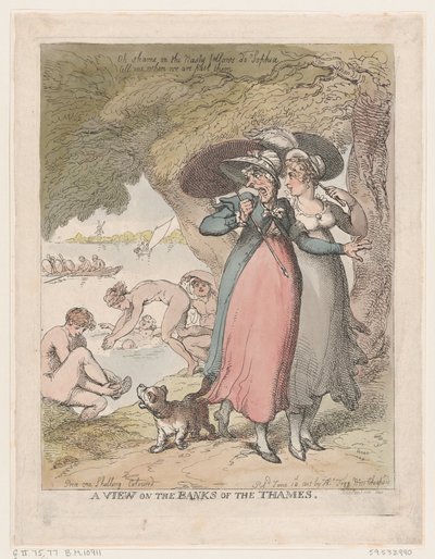 A View on the Banks of the Thames by Thomas Rowlandson