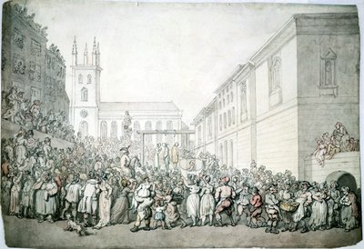 A public execution at Newgate, London by Thomas Rowlandson