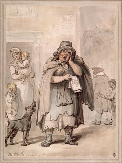 A Streetseller on a Street Corner, London by Thomas Rowlandson