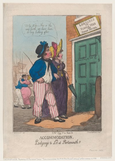 Accommodation, or Lodgings to Let at Portsmouth!! by Thomas Rowlandson