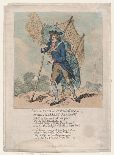 Aerostation out at Elbows, or The Itinerant Aeronaut by Thomas Rowlandson