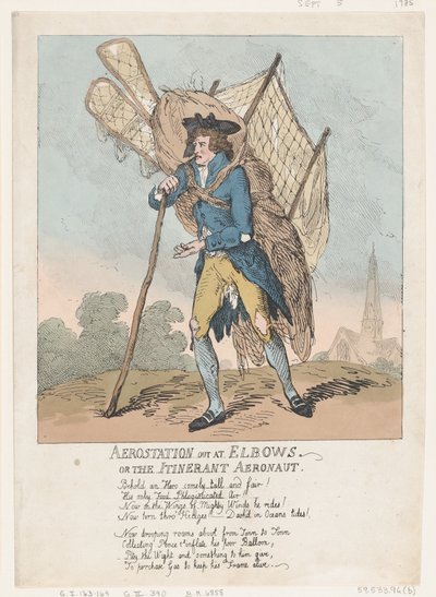 Aerostation out at Elbows, or The Itinerant Aeronaut, September 5, 1785 by Thomas Rowlandson