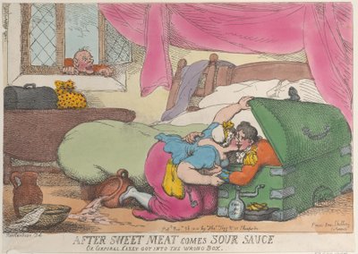 After Sweet Meat Comes Sour Sauce, or Corporal Casey Got into the Wrong Box by Thomas Rowlandson