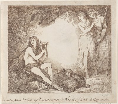 Apollo, Lyra and Daphne Trade Card Illustrating Marian, an Opera by Thomas Rowlandson