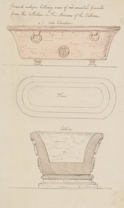 Bathing Vase of Red Granite, Vatican by Thomas Rowlandson